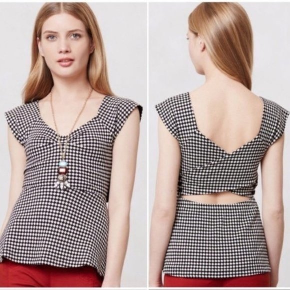 | Anthropologie | Deletta Neo Gingham Peplum Top - Picture 4 of 11